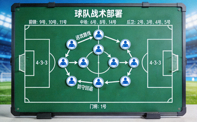 足球战术分析板展示球队阵型和移动路线